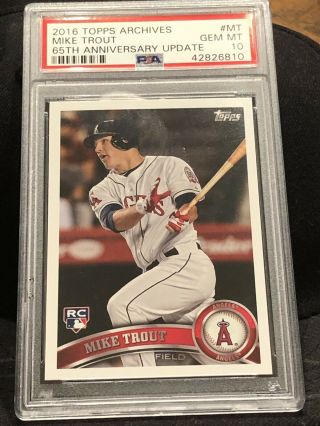 Psa 10 Mike Trout 2016 Topps Archives 65th Anniversary Rookie Reprint Mt