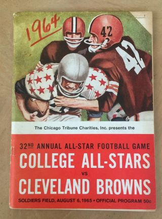 1965 Nfl Cleveland Browns Vs College All - Stars Football Program @ Soldier Field