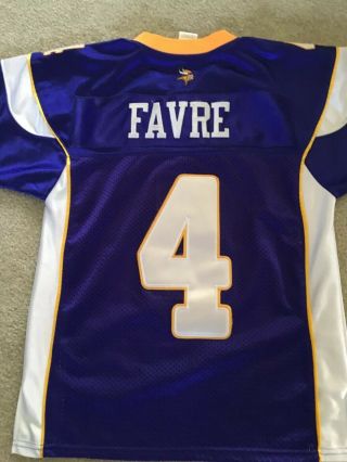 Reebok Youth Kids Brett Favre Minnesota Vikings Football Jersey Small Purple Nfl
