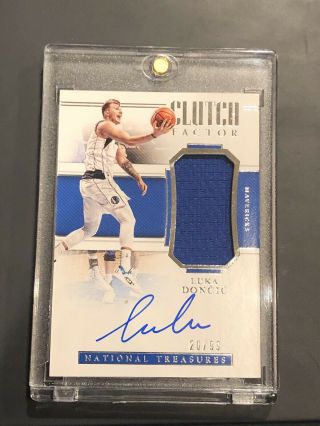 2018 - 19 National Treasures Clutch Factor Luka Doncic Rc Rookie Jersey Auto /99