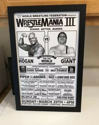 Framed 11x17 Wrestling Poster Wwf Wrestlemania Hulk Hogan Roddy Piper Mr.  T
