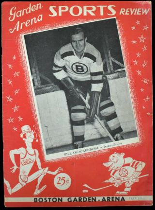 1951 - 1952 Boston Bruins V York Rangers Nhl Hockey Program