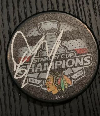 Marcus Kruger Signed Autographed 2015 Stanley Cup Chicago Blackhawks Hockey Puck