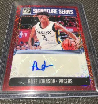 2018 - 19 Panini Optic Choice Red Mojo Auto Series Alize Johnson Pacers Rookie
