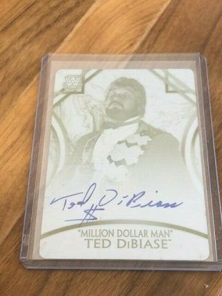 2018 Topps Legends Of Wwe Ted Dibiase Million Dollar Man Plate 1/1 Yellow Auto