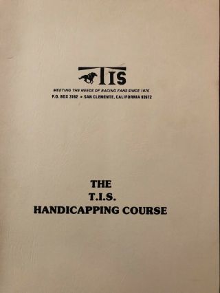 Turf Investment Society - Handicapping Course - Horse Race Handicapping