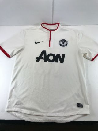 Nike Dri Fit Rooney 10 Manchester United Aon Sz.  Large White Soccer Jersey