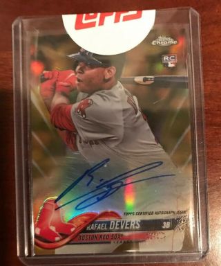 2018 Topps Chrome Rafael Devers Gold Refractor Rc Auto 25/50 Red Sox