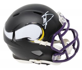 Stefon Diggs Signed Minnesota Vikings Black Matte Riddell Speed Mini Helmet - Ss