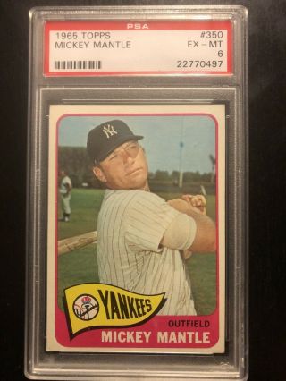 1965 Topps Mickey Mantle 350 Psa 6 Well Centered,