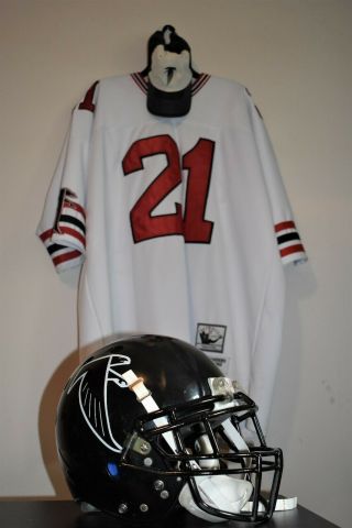 Atlanta Falcons Throwback Full Size Football Helmet With Sanders Jersey And Hat.