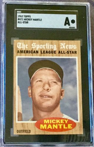 1962 Topps 471 Mickey Mantle A/s (dec 