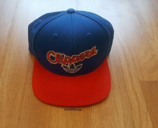 Vintage Vtg 90s Adidas Los Angeles La Clippers Snapback Hat Trefoil Blue Red Nba