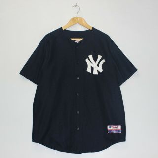 Vintage York Yankees Majestic Mlb Baseball Jersey Size Xl Navy Blue Blank