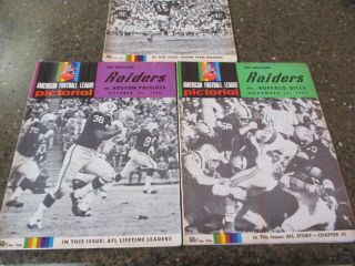(3) 1965 Raiders American Football League Pictorials