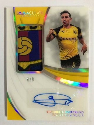 2018 - 19 Immaculate Jersey Number " Logo " Patch Autograph Auto : Paco Alcacer 4/9