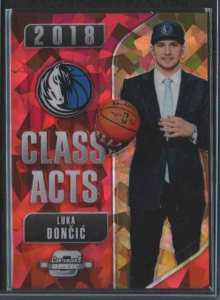 2018 - 19 Contenders Optic Class Acts Cracked Ice Red Luka Doncic Rc Mavericks