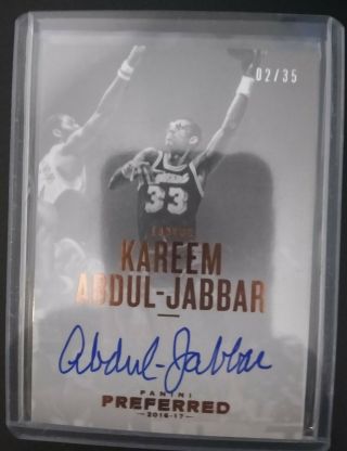 Kareem Abdul - Jabbar 2016 - 17 Panini Preferred Auto Autograph Lakers 133 02/35
