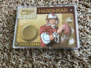 49ERS STEVE YOUNG AUTOGRAPH LEAF LIMITED HARD WEAR AUTHENTIC GAME - WORN HELMET 2