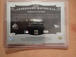 2007 SP Legendary Cuts Cal Ripken Jr 2x Jersey Card Serial ed 22/125 2