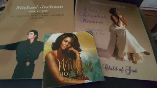 Michael Jackson,  Whitney Houston,  Obituary Funeral Programs With Prayer Card