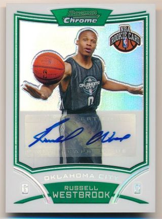 Russell Westbrook 2008/09 Bowman Chrome Rookie Refractor Autograph Sp Auto 31/50