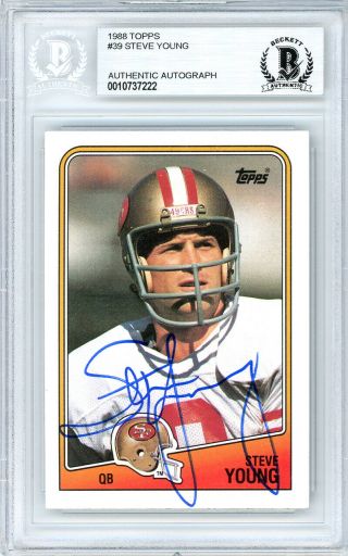 Steve Young Autographed Signed 1988 Topps Card 39 49ers Beckett 10737222