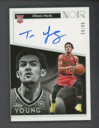 2018 - 19 Panini Noir Trae Young Hawks Rc Rookie Auto 59/99