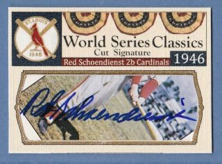 1946 St Louis Cardinals World Series Signed Cut Auto Red Schoendienst Autograph