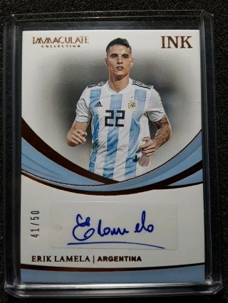 2018 - 19 Immaculate Soccer Bronze Ink Erik Lamela Auto /50 Argentina