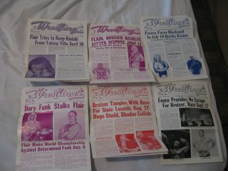 6 Diff St Louis Wrestling Club Programs/newsletters - Race - Kiniski - Flair Much More