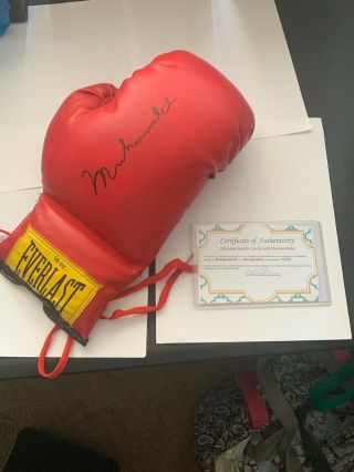 Muhammad Ali Signed Autographed Red Everlast Boxing Glove W/