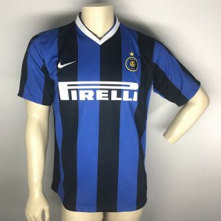 Nike Inter Milan Soccer Jersey,  Large,  Italy,  2007,  Shirt Blue Black White