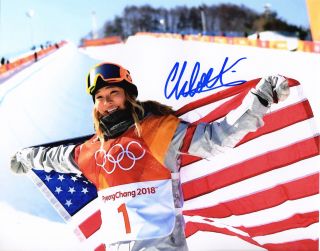 Chloe Kim Signed 2018 Olympics Snowboarding Holding Flag 8x10 Photo - Lojo