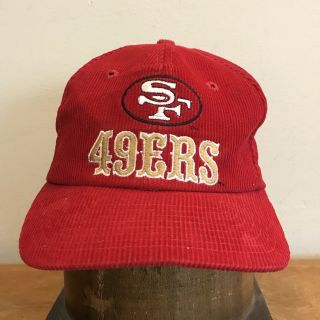 Vintage San Francisco 49ers Snapback Hat 90s Starter Youth Red Corduroy Cap
