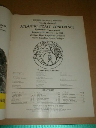1963 ACC Atlantic Coast basketball Program Dean Smith UNC Clemson NC State Duke 7