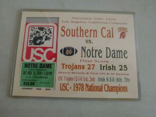 1978usc Vs Notre Dame College Football Ticket Stub Usc National Champions