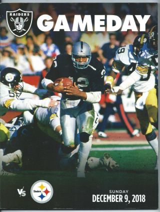 2018 Pittsburgh Steelers At Oakland Raiders Program W/spotters Chart 12/09/18 A