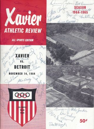1964 Xavier Vs Detroit Football Program Signed Ac 34pl Dan Abramowicz Nfl Saints