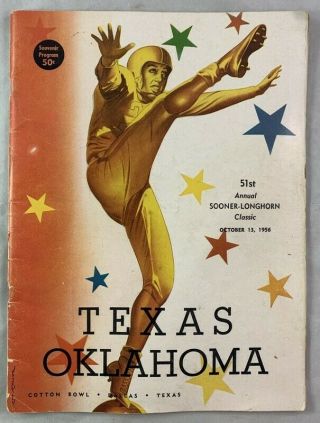 1956 Football Program Texas Longhorns V Oklahoma Sooners Red River Rivalry Game