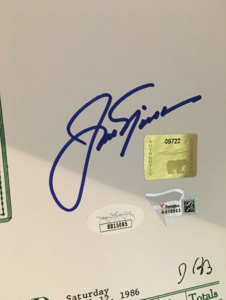 Jack Nicklaus Autograph.  Hand Signed 16x20 Golf Scorecard 1986 Masters.  Jsa