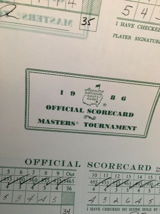Jack Nicklaus autograph.  Hand signed 16x20 Golf Scorecard 1986 Masters.  JSA 3