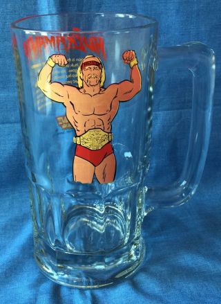 Vtg Hulkamania Glass Mug 32 Oz Wwf 1985 Titan Sports Hulk Hogan Wrestling Stein