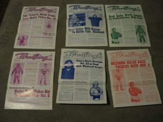 6 Diff St Louis Wrestling Club Programs/newsletters - Race - Hulk - Flair Much More
