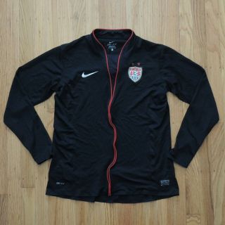 Us Soccer Jersey Womens Size Large Nike Dri Fit Long Sleeve Authentic Black