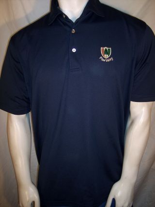 Peter Millar Southern Comfort Lg Navy Poly/Spandex Golf Shirt Pine Valley Logo 2