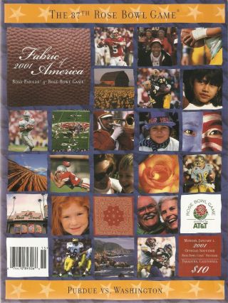 2001 Rose Bowl Game Program University Of Washington Vs Purdue