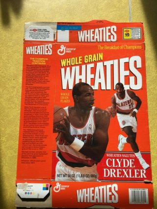 1992 Wheaties Clyde Drexler Cereal Box - 12 " X17.  5 " - Eggers Tribute - Vf,