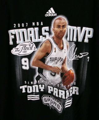 Adidas 2007 NBA Finals MVP Tony Parker San Antonio Spurs Shirt Size Extra Large 2