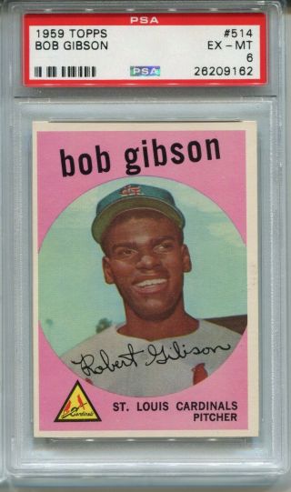 1959 59 Topps Baseball 514 Bob Gibson Rookie Card Psa 6